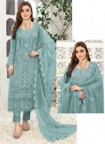 Georgette Blue Festival Wear Embroidery Work Pakistani Suit